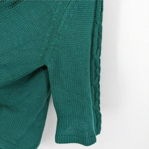 Mags & Pye Sweater OS Hunter Green Oversized Loose Fit Cable Knit Open Back Crop - Picture 9 of 13